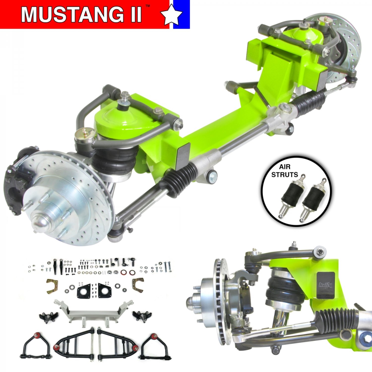 Helix 9055041 AeroShock (67-69 Chevy Camaro Mustang II IFS 2" Drop 5x4.5 Power LHD Rack No Crossmember)