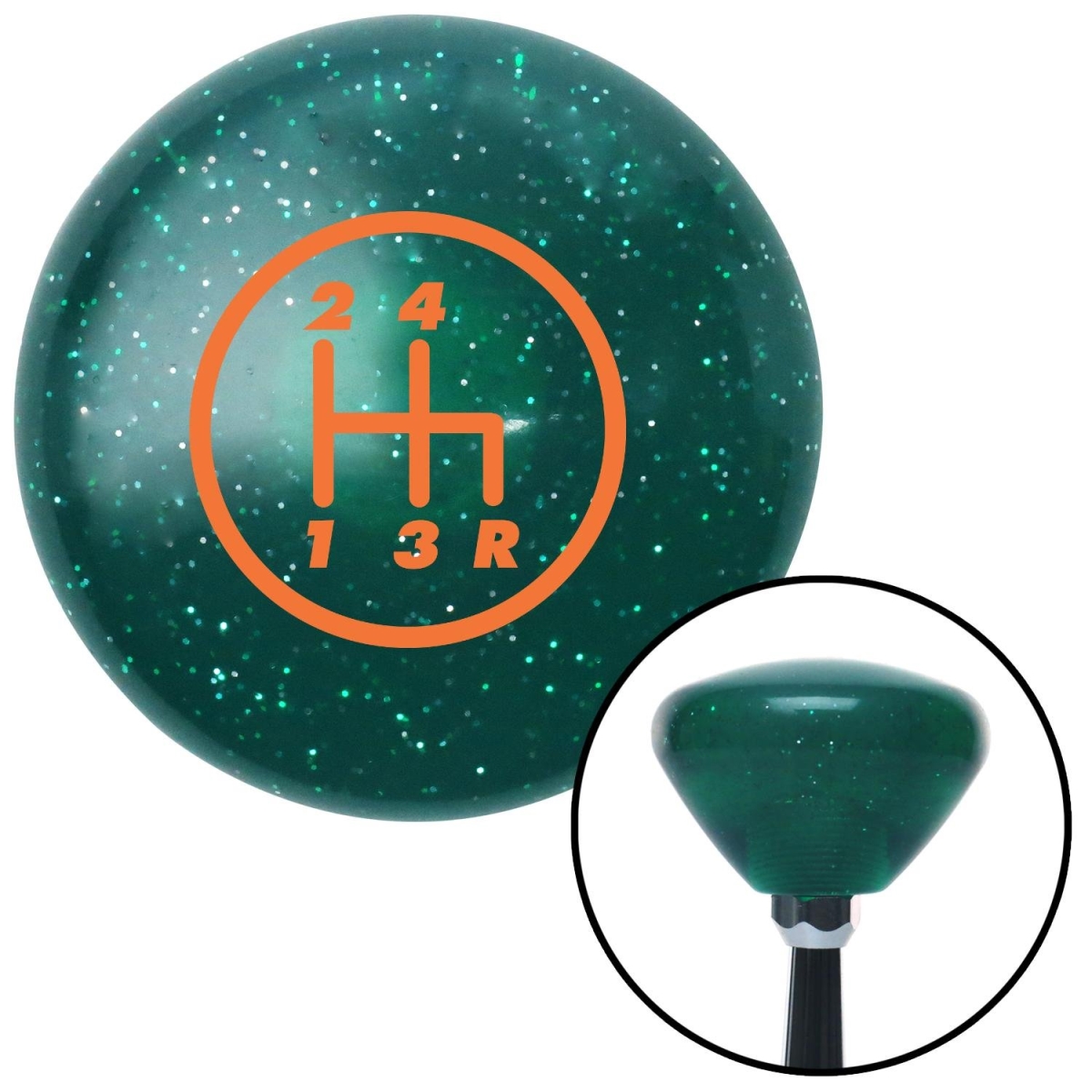 American Shifter 201276 Green Retro Metal Flake Shift Knob with M16 x 1.5 Insert (Orange 4 Speed Shift Pattern - 4RDR)