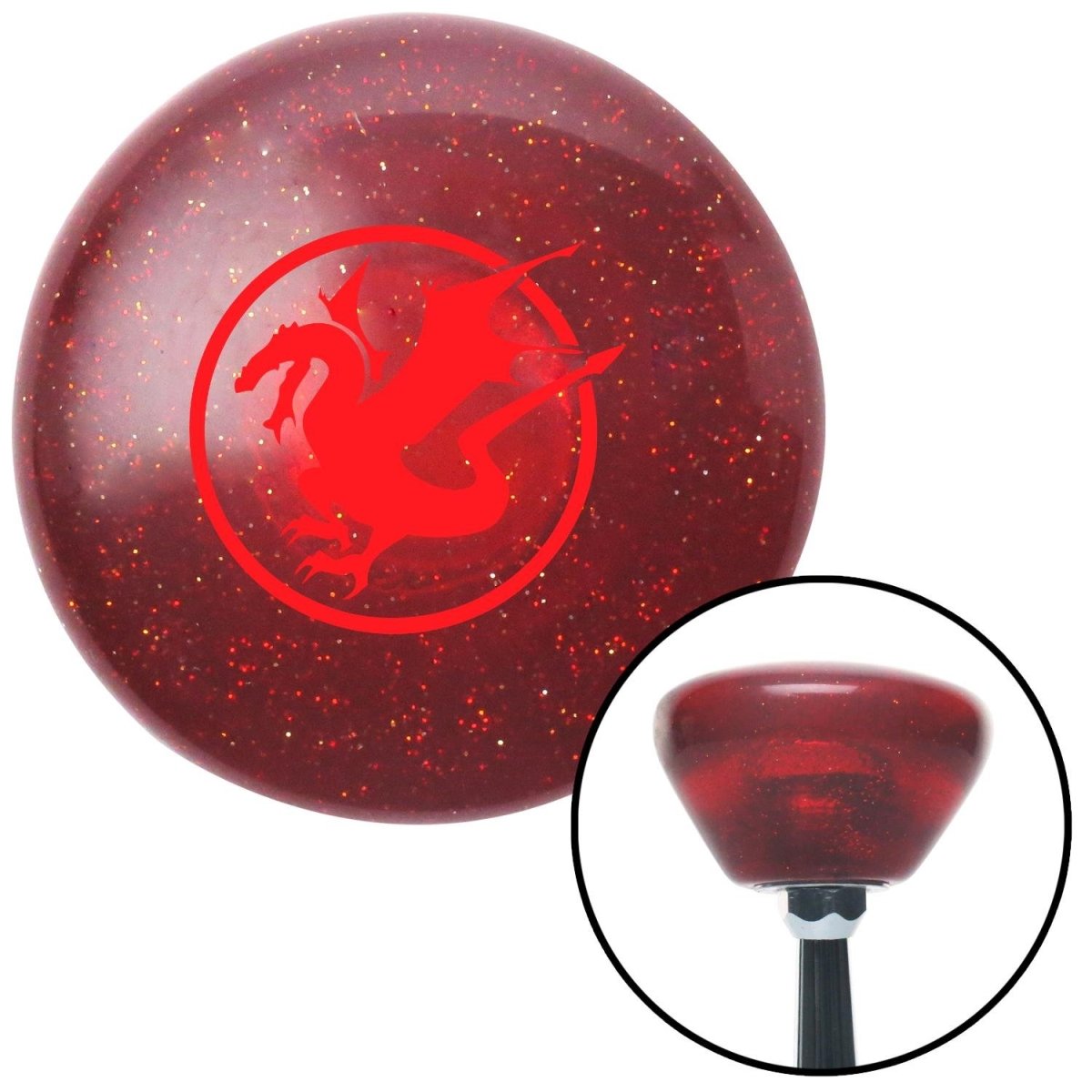 American Shifter 194437 Red Dragon in a Circle Red Retro Metal Flake Shift Knob with M16 x 1.5 Insert Auto Brody -  American Shifter Company