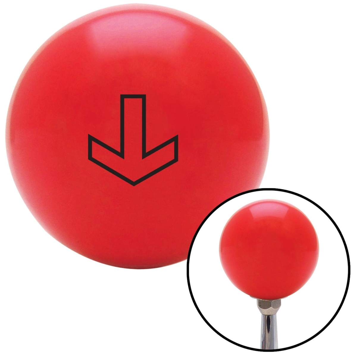American Shifter 94034 Red Shift Knob with M16 x 1.5 Insert (Black Arrow Down)