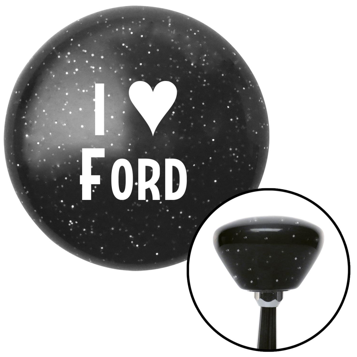American Shifter 170358 Black Retro Metal Flake Shift Knob with M16 x 1.5 Insert (White I <3 Ford)