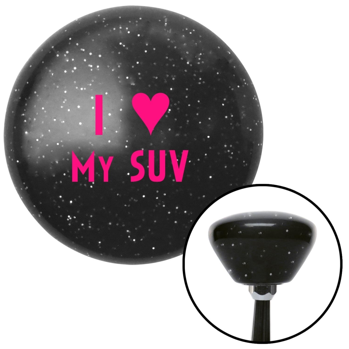 American Shifter 170468 Black Retro Metal Flake Shift Knob with M16 x 1.5 Insert (Pink I <3 My SUV)