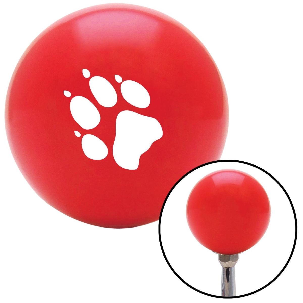 American Shifter 93867 Red Shift Knob with M16 x 1.5 Insert (White Paw Print)