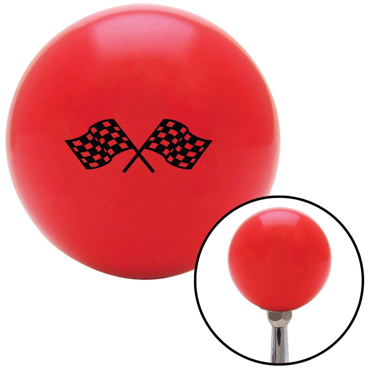 American Shifter 94287 Red Shift Knob with M16 x 1.5 Insert (Black Checkered Racing Flags)