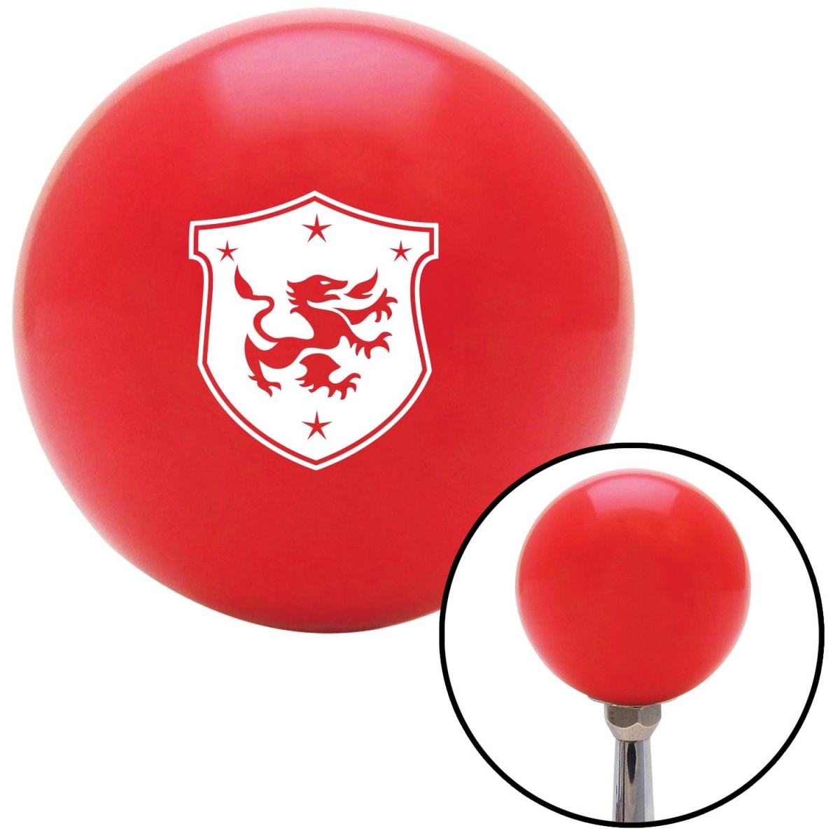 American Shifter 96443 Red Shift Knob with M16 x 1.5 Insert (White Dragon Crest)