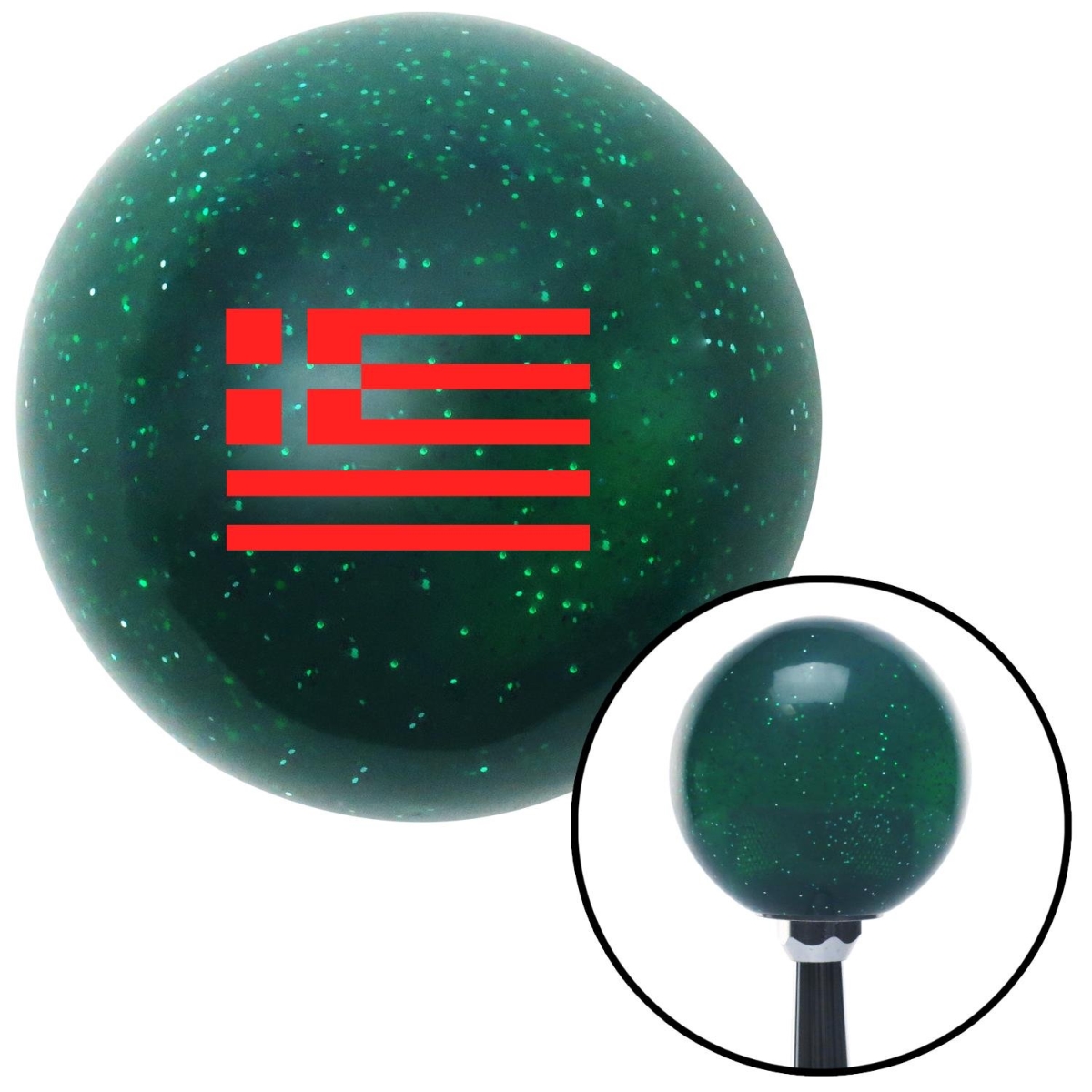 American Shifter 79941 Green Metal Flake Shift Knob with M16 x 1.5 Insert (Red Greece)