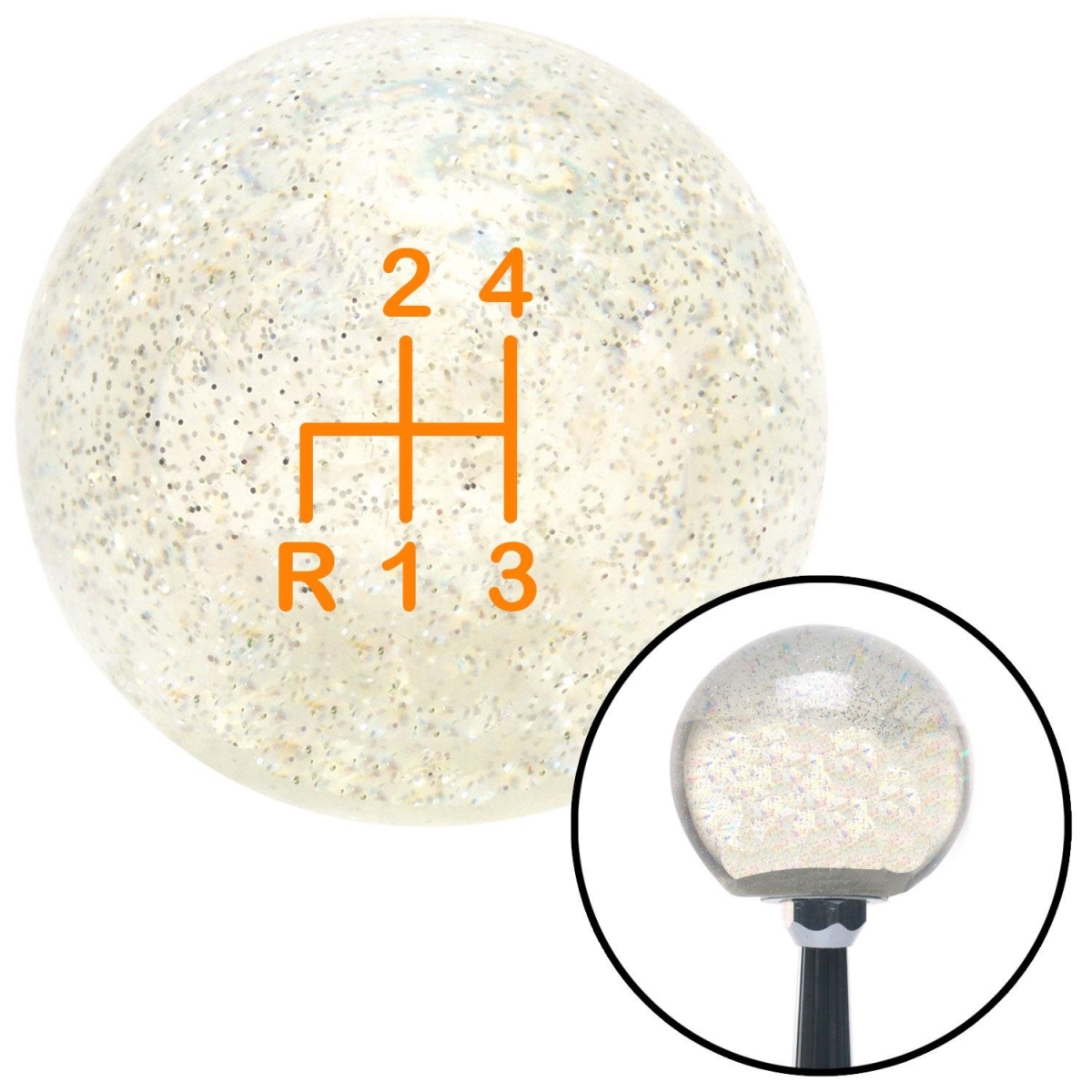 American Shifter 92467 Clear Metal Flake Shift Knob with M16 x 1.5 Insert (Orange Shift Pattern 2n)