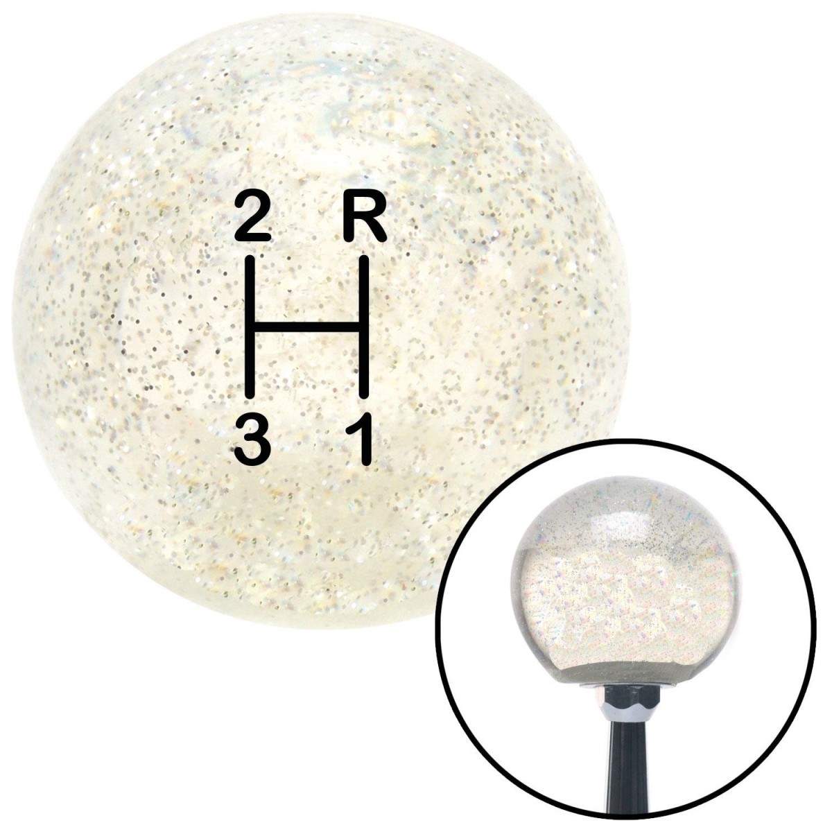 American Shifter 92598 Clear Metal Flake Shift Knob with M16 x 1.5 Insert (Black Shift Pattern 43n)