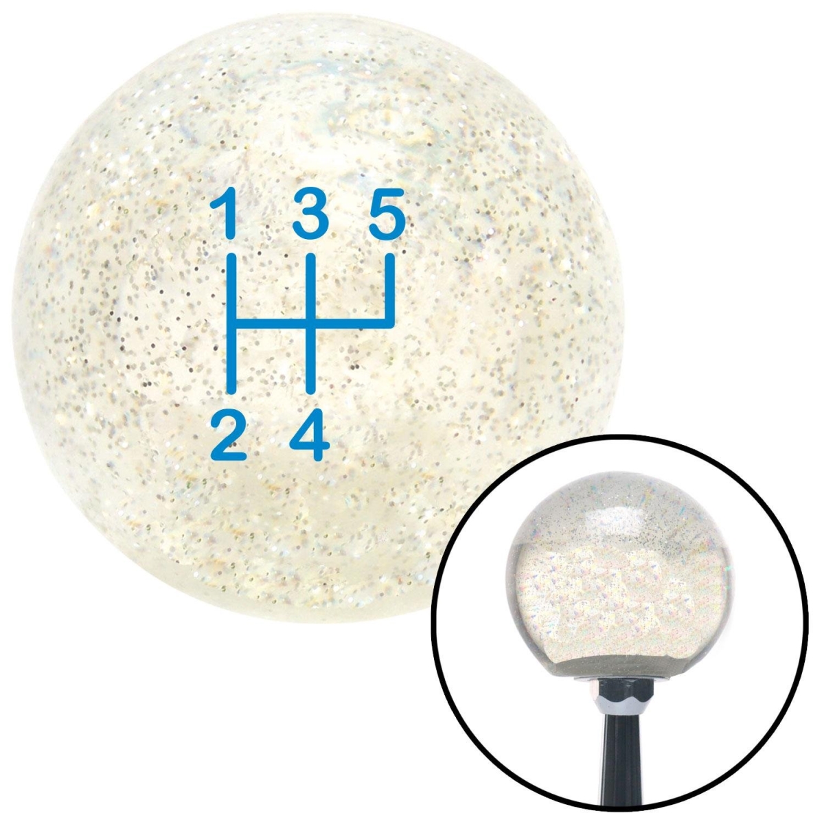 American Shifter 92653 Clear Metal Flake Shift Knob with M16 x 1.5 Insert (Blue Shift Pattern 49n)