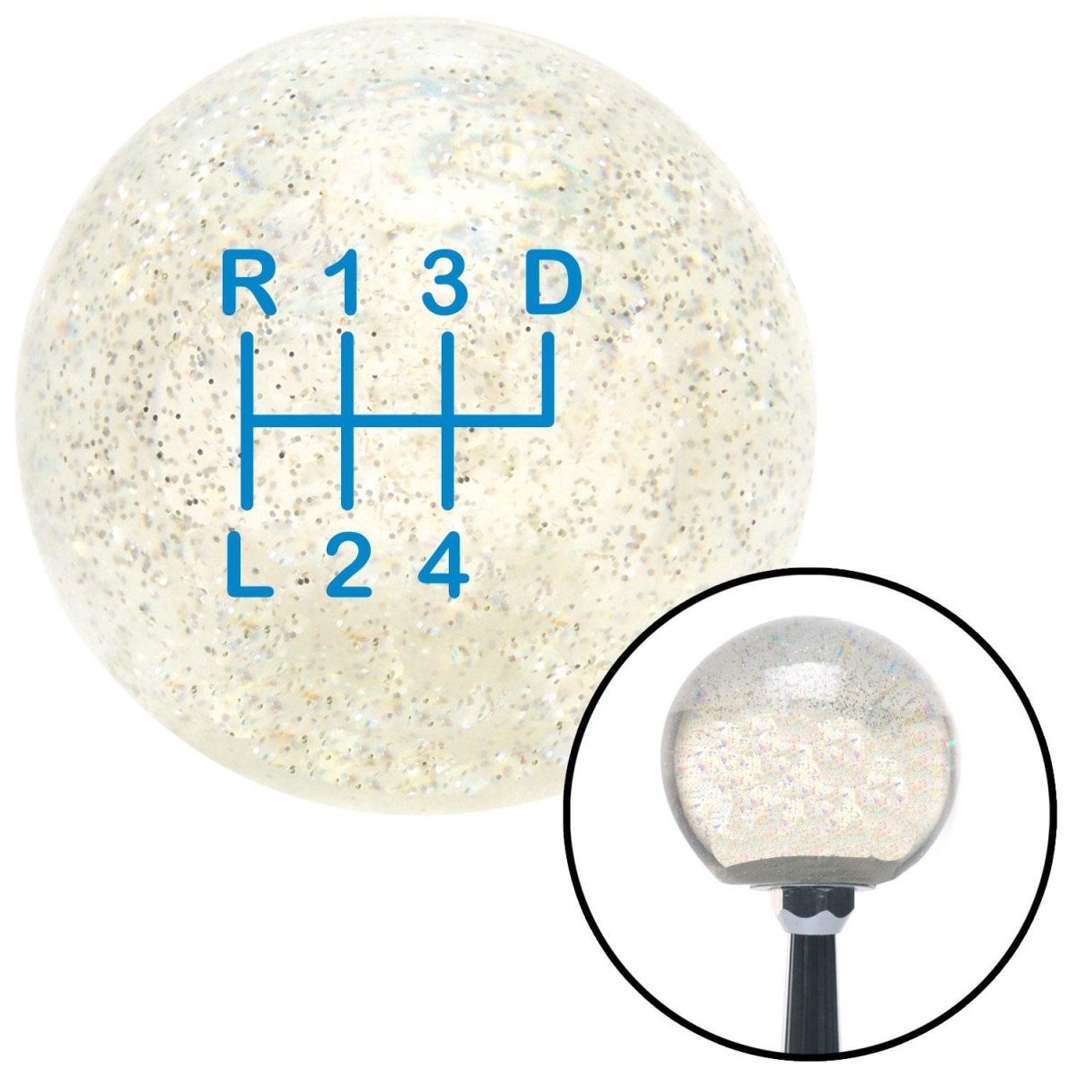 American Shifter 92680 Clear Metal Flake Shift Knob with M16 x 1.5 Insert (Blue Shift Pattern 51n)