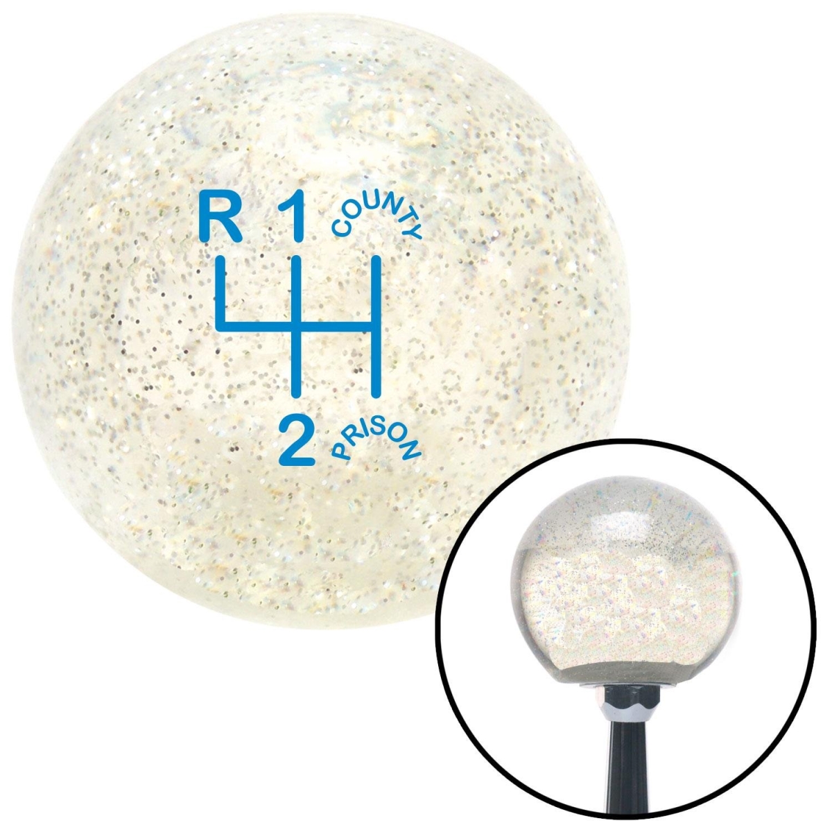American Shifter 92879 Clear Metal Flake Shift Knob with M16 x 1.5 Insert (Blue Shift Pattern CP3n)
