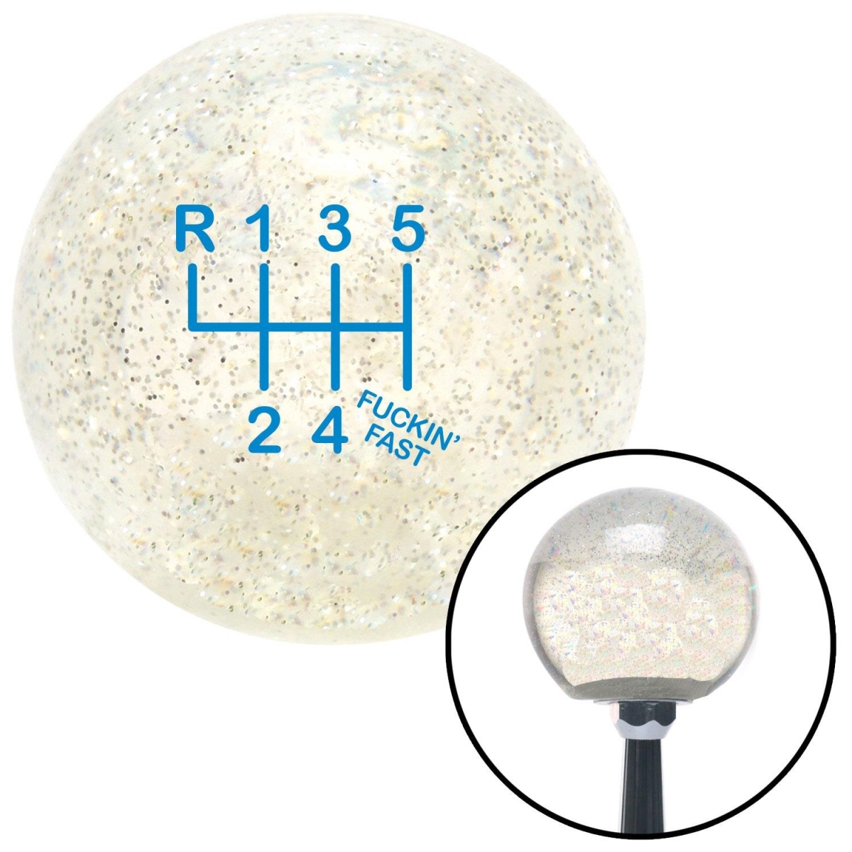 American Shifter 92924 Clear Metal Flake Shift Knob with M16 x 1.5 Insert (Blue Shift Pattern Fcking Fast Style 20n)