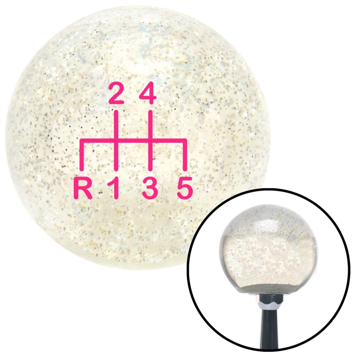 American Shifter 92342 Clear Metal Flake Shift Knob with M16 x 1.5 Insert (Pink Shift Pattern 17n)