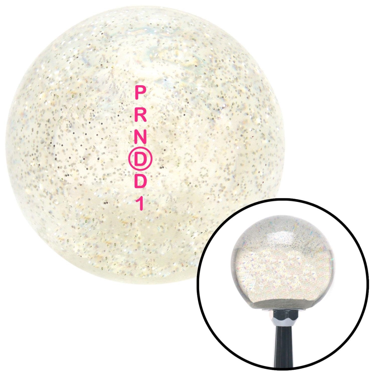 American Shifter 92459 Clear Metal Flake Shift Knob with M16 x 1.5 Insert (Pink Shift Pattern 29n)