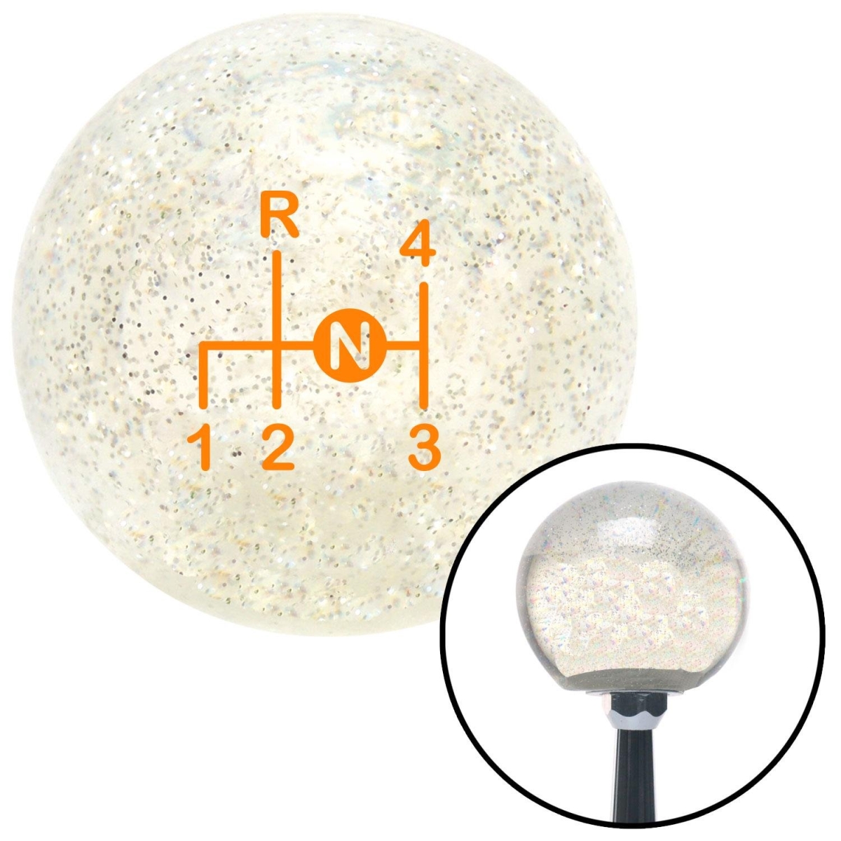 American Shifter 92548 Clear Metal Flake Shift Knob with M16 x 1.5 Insert (Orange Shift Pattern 38n)