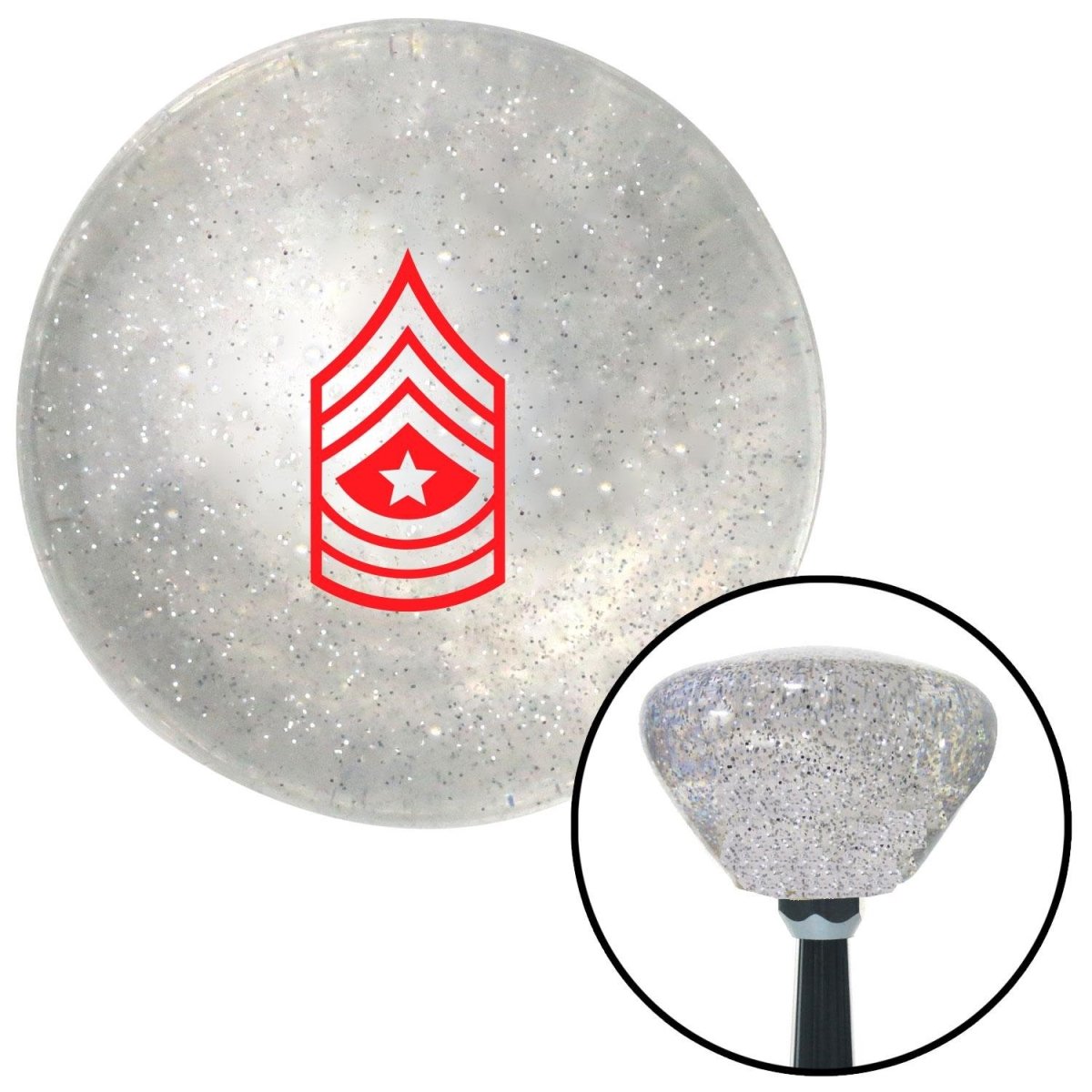 American Shifter 165295 Red Sergeant Major Clear Retro Metal Flake Shift Knob with M16 x 1.5 Insert Shifter -  American Shifter Company