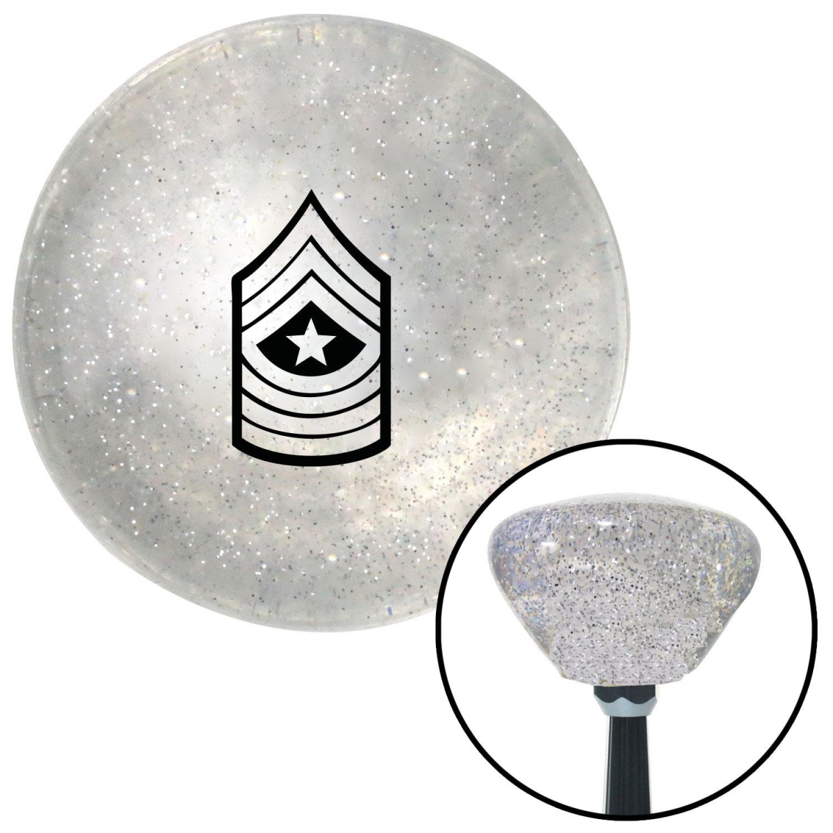 American Shifter 165563 Black 10 Sergeant Major Clear Retro Metal Flake Shift Knob with M16 x 1.5 Insert -  American Shifter Company
