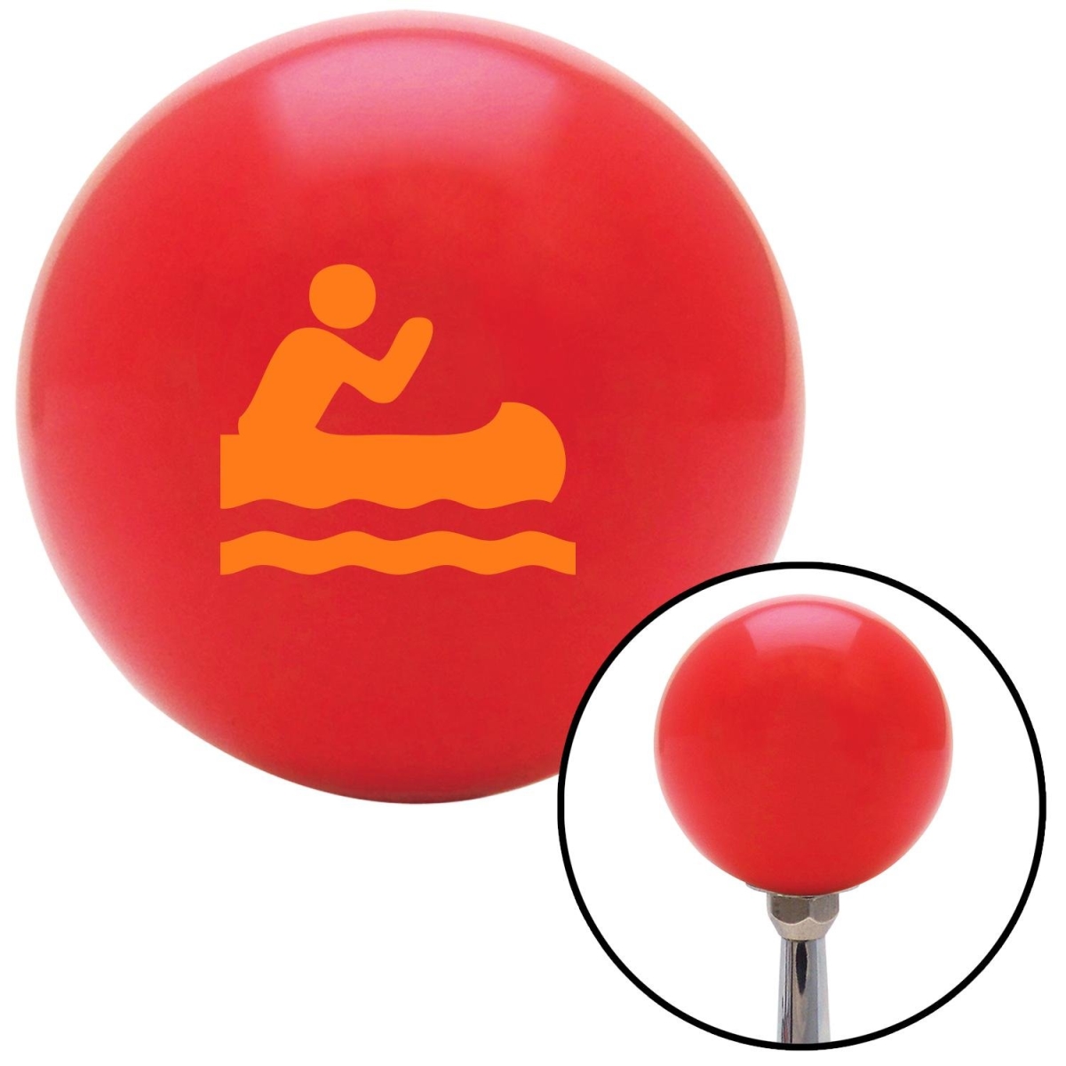 Picture of American Shifter 101486 Orange Man in a Canoe Red Shift Knob with M16 x 1.5 Insert Shifter Auto Manual Brody