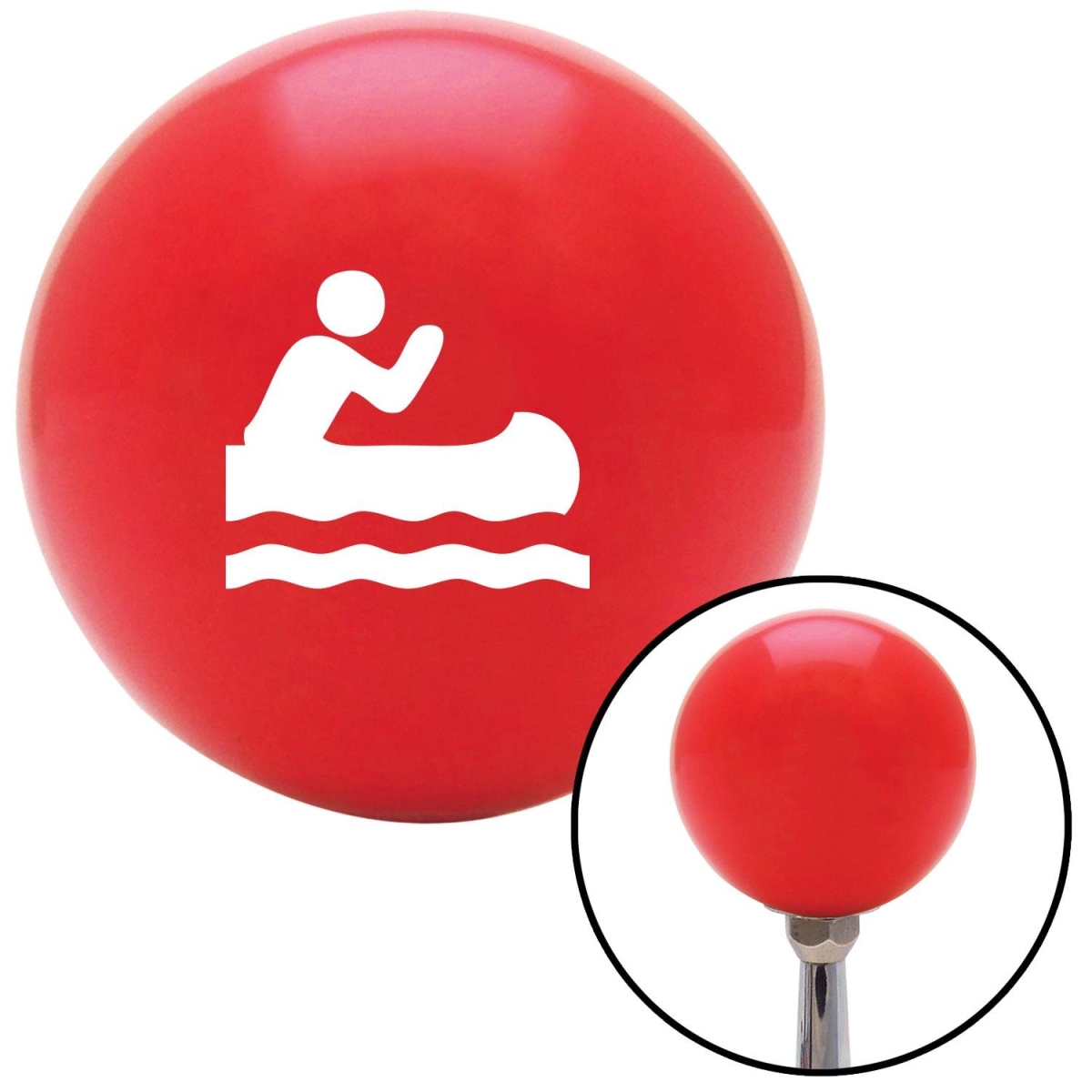 Picture of American Shifter 101489 White Man in a Canoe Red Shift Knob with M16 x 1.5 Insert Shifter Auto Manual Brody