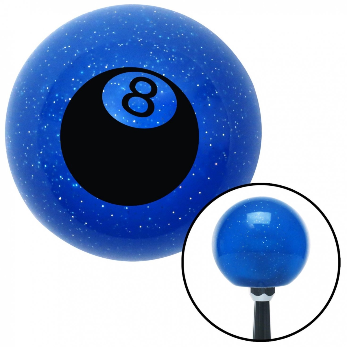 American Shifter 22222 Black 8 Ball 3D Style Blue Metal Flake Shift Knob with M16 x 1.5 Insert Shifter -  American Shifter Company