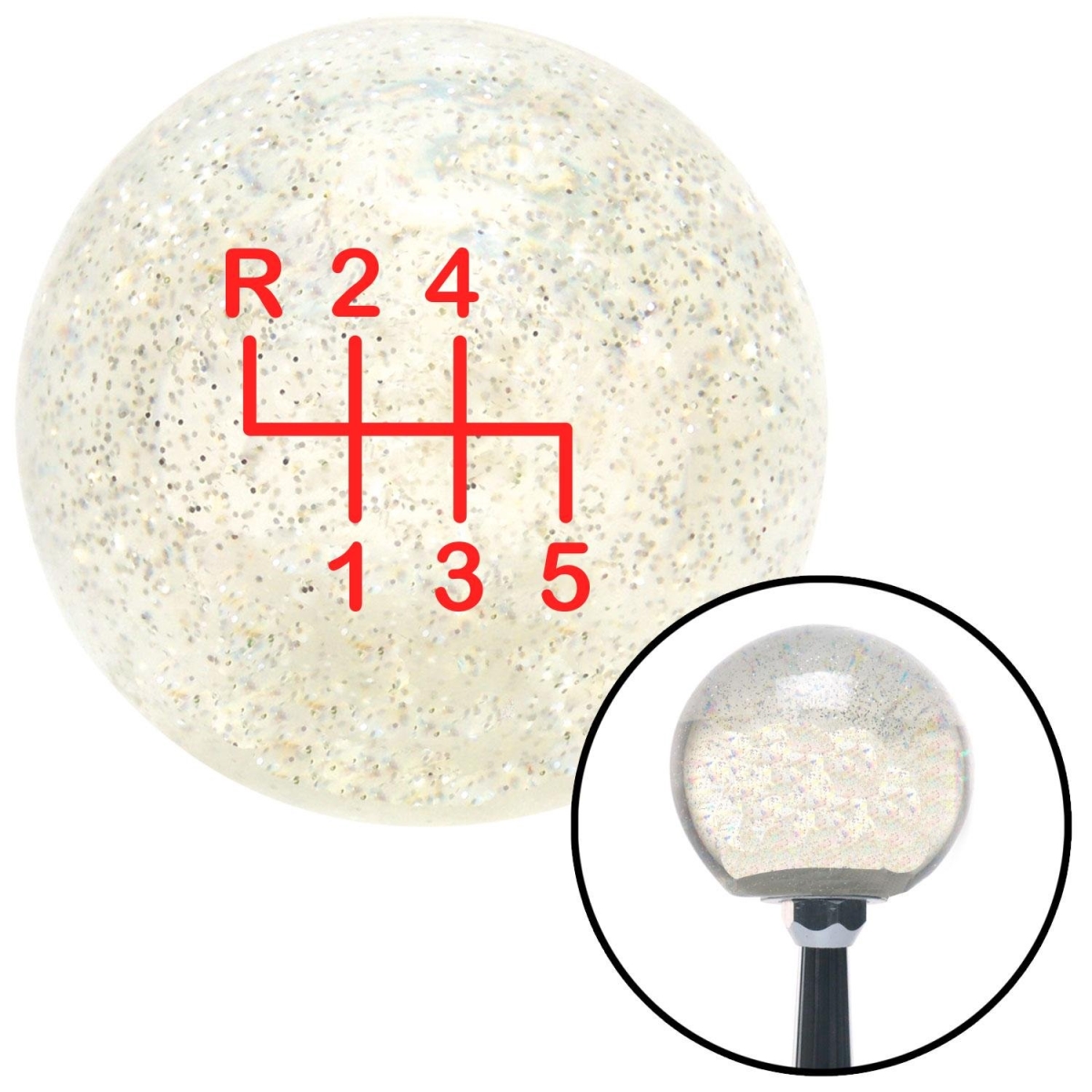 American Shifter 92316 Clear Metal Flake Shift Knob with M16 x 1.5 Insert (Red Shift Pattern 14n)