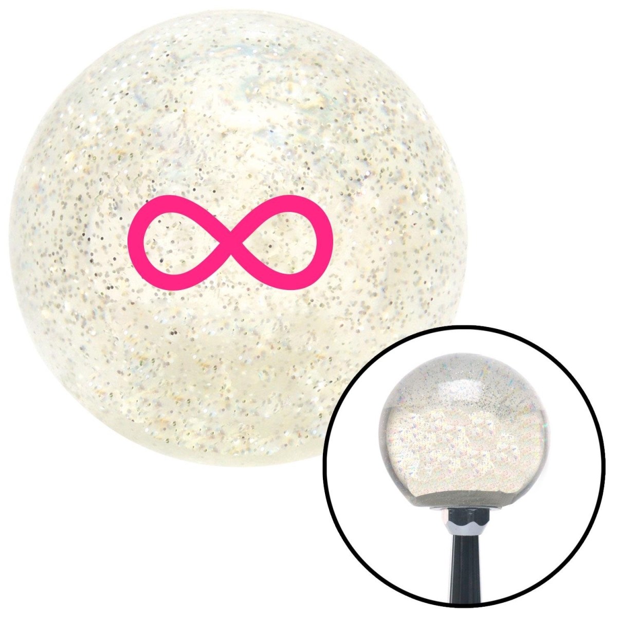 American Shifter 93171 Clear Metal Flake Shift Knob with M16 x 1.5 Insert (Pink Infinity)