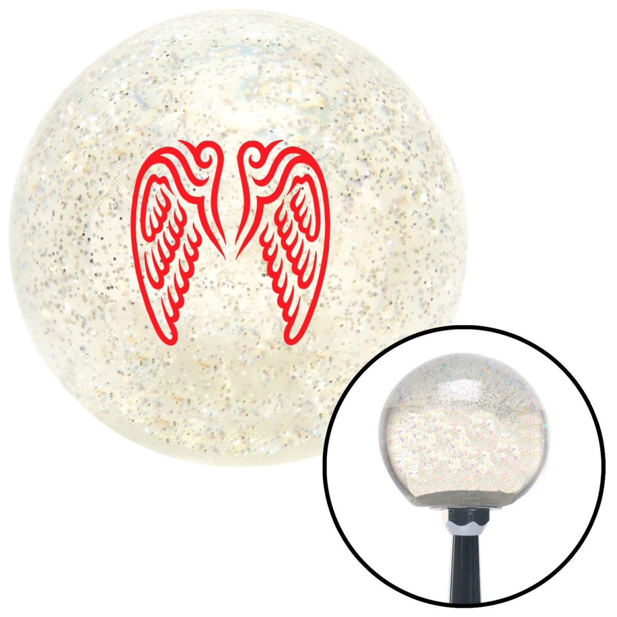 Red Angel Wings Clear Metal Flake Shift Knob with M16 x 1.5 Insert Shifter Auto -  NewAlthlete, NE1564163