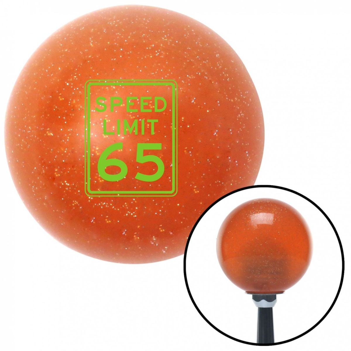 American Shifter 42834 Green Speed Limit 65 Orange Metal Flake Shift Knob with M16 x 1.5 Insert Shifter -  American Shifter Company