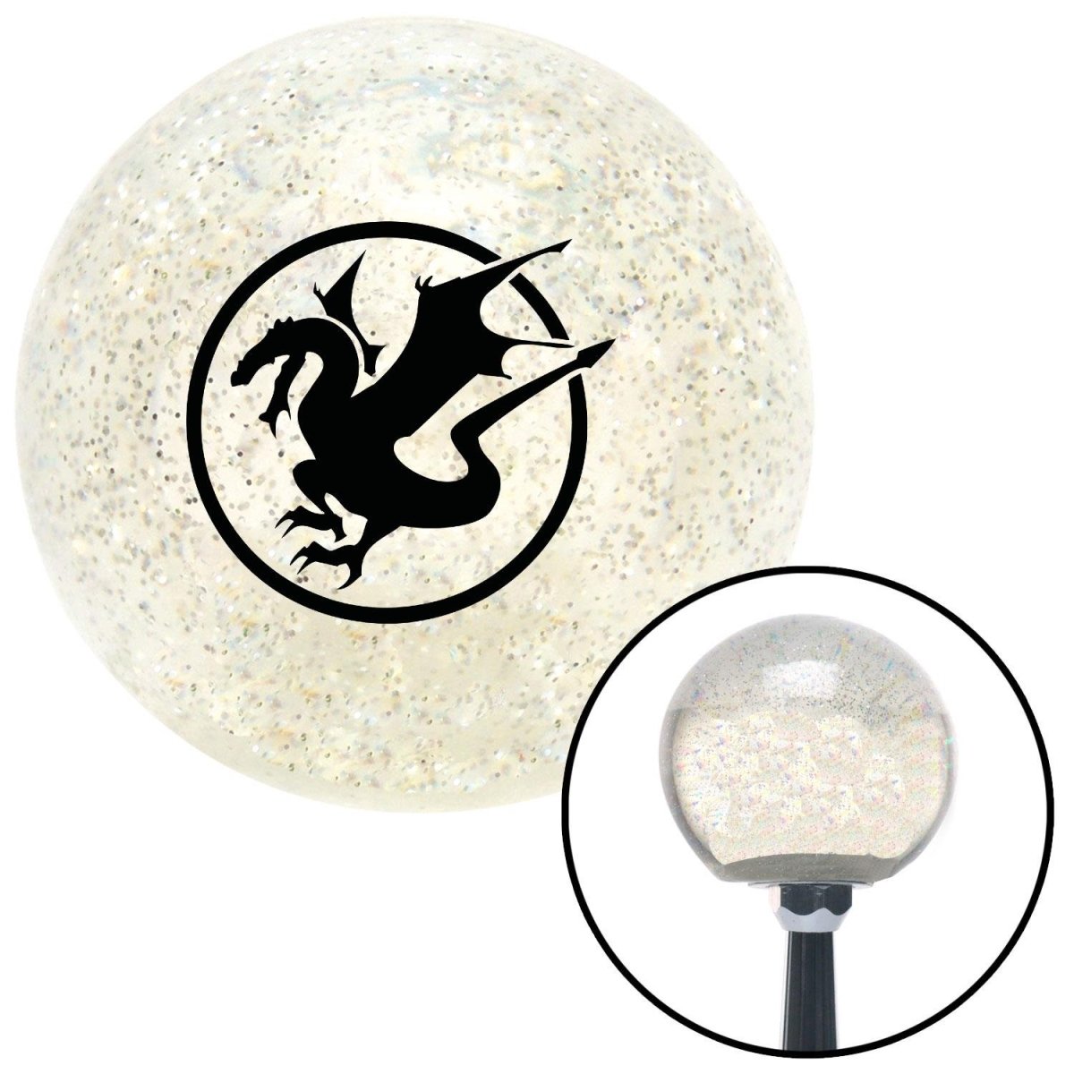 American Shifter 86460 Black Dragon in a Circle Clear Metal Flake Shift Knob with M16 x 1.5 Insert Shifter -  American Shifter Company