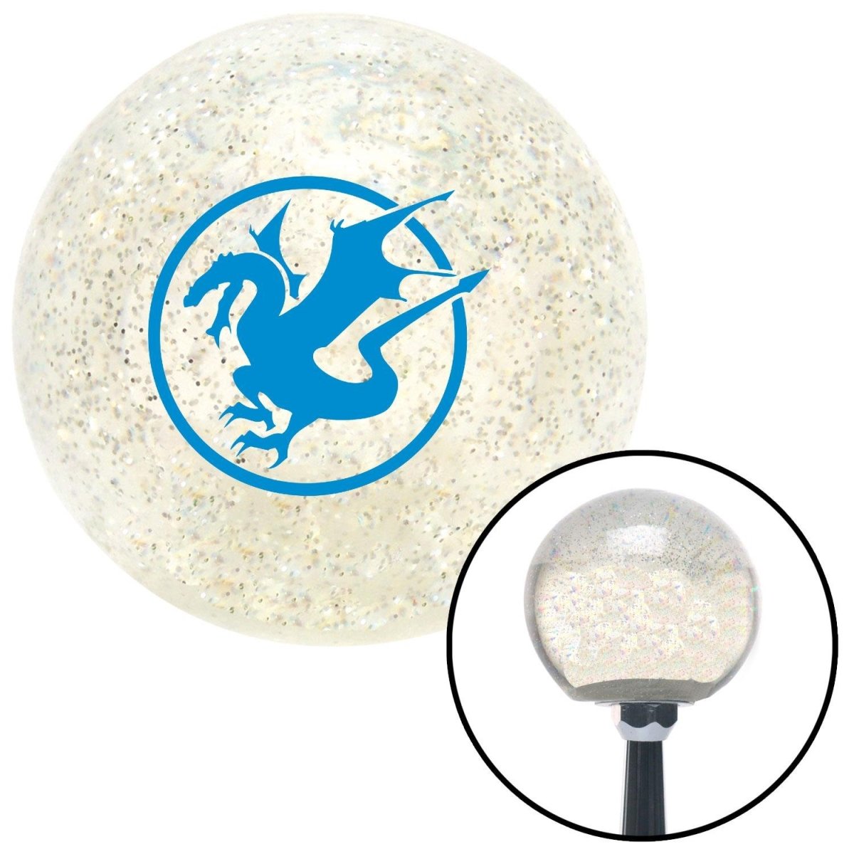 American Shifter 86461 Blue Dragon in a Circle Clear Metal Flake Shift Knob with M16 x 1.5 Insert Shifter -  American Shifter Company