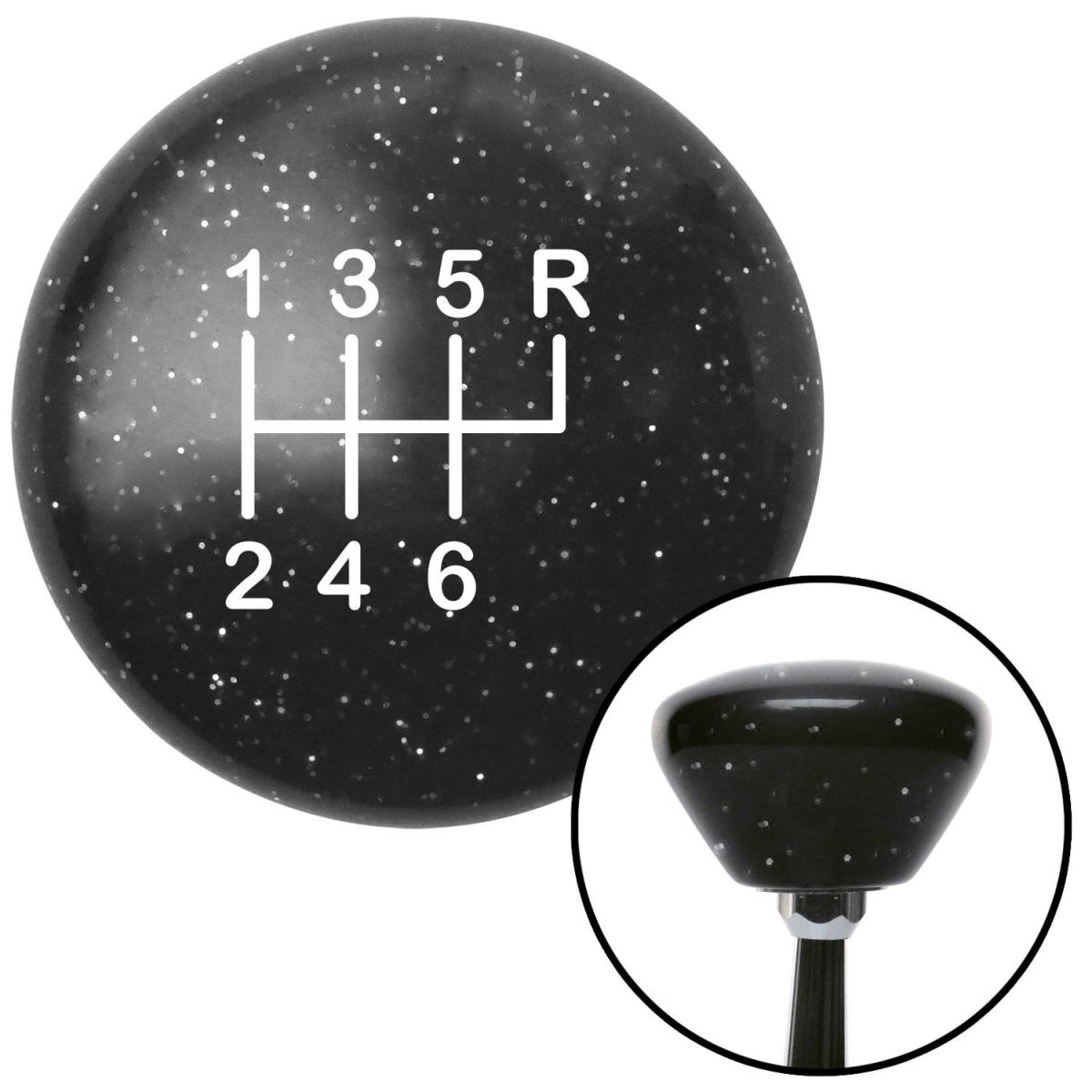 American Shifter 175185 Black Retro Metal Flake Shift Knob with M16 x 1.5 Insert (White Shift Pattern 26n)