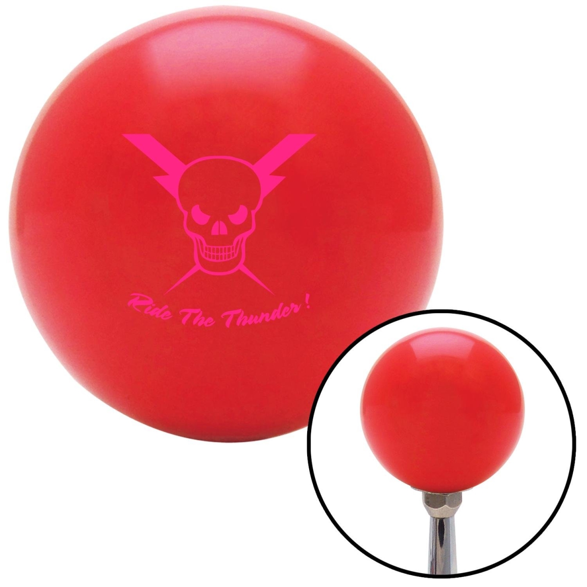 Picture of American Shifter 100959 Pink Skull 6 Red Shift Knob with M16 x 1.5 Insert Shifter Auto Manual Custom Brody