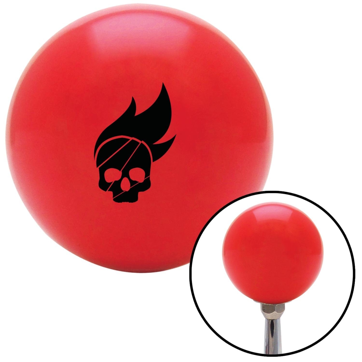 Picture of American Shifter 101001 Black Skull Flame Red Shift Knob with M16 x 1.5 Insert Shifter Auto Manual Custom