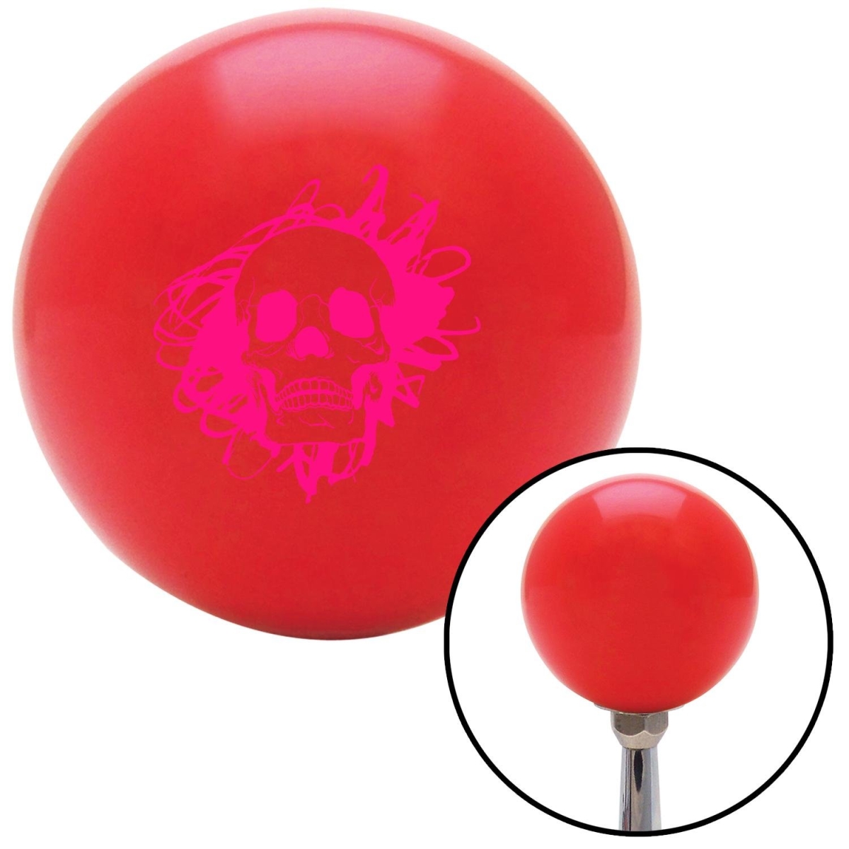 Picture of American Shifter 101033 Pink Skull in a Mess Red Shift Knob with M16 x 1.5 Insert Shifter Auto Manual Brody