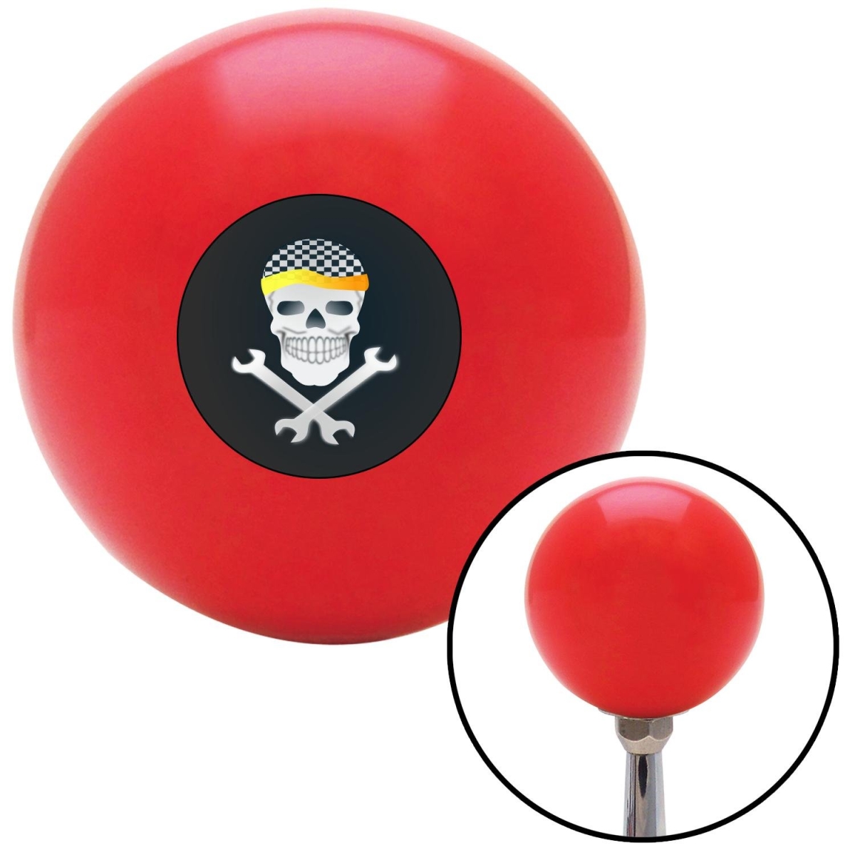 Picture of American Shifter 101055 Skull n Wrenches Red Shift Knob with M16 x 1.5 Insert Shifter Auto Manual Custom