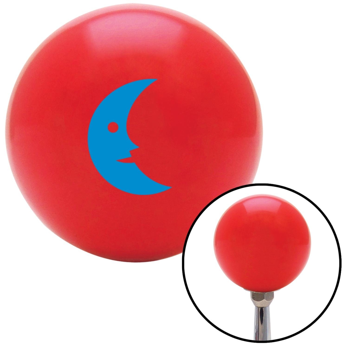 Picture of American Shifter 101368 Blue Crescent Moon Smiling Red Shift Knob with M16 x 1.5 Insert Shifter Auto Manual