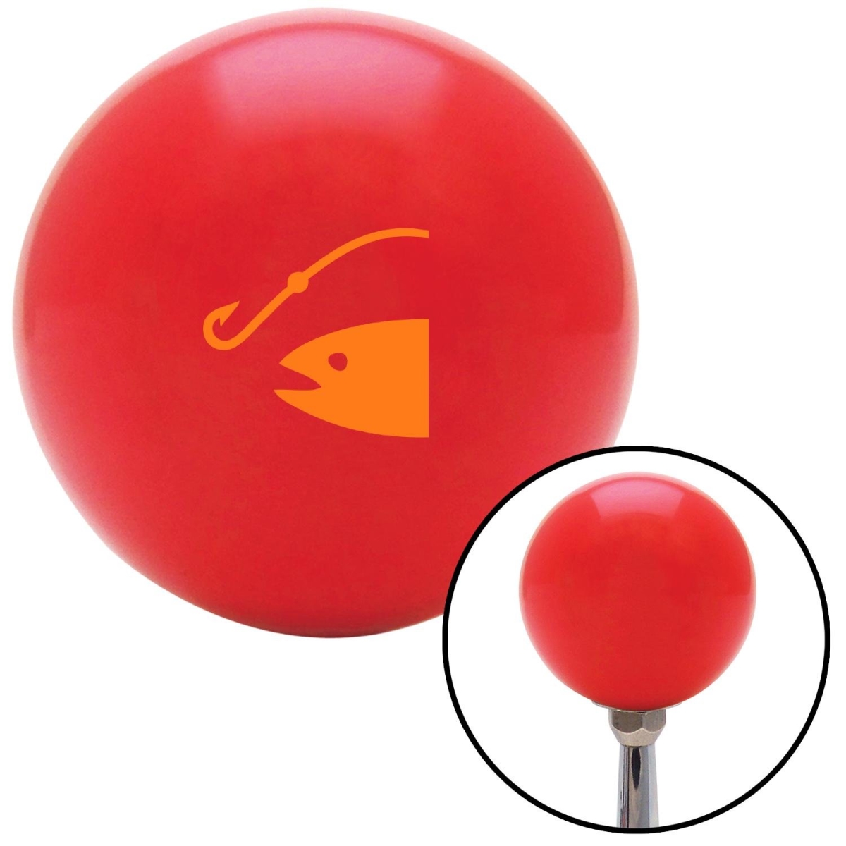 Picture of American Shifter 101468 Orange Fish & a Hook Red Shift Knob with M16 x 1.5 Insert Shifter Auto Manual