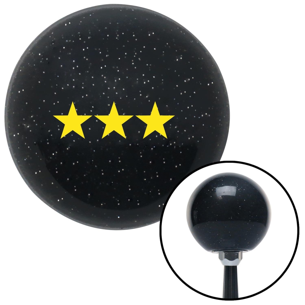 American Shifter 73085 Black Metal Flake Shift Knob with M16 x 1.5 Insert (Yellow Officer 09 - Lt. General)