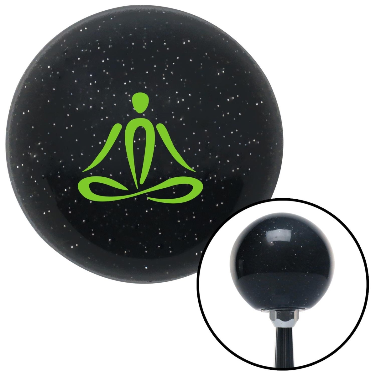 American Shifter 73643 Black Metal Flake Shift Knob with M16 x 1.5 Insert (Green Meditation Symbol)
