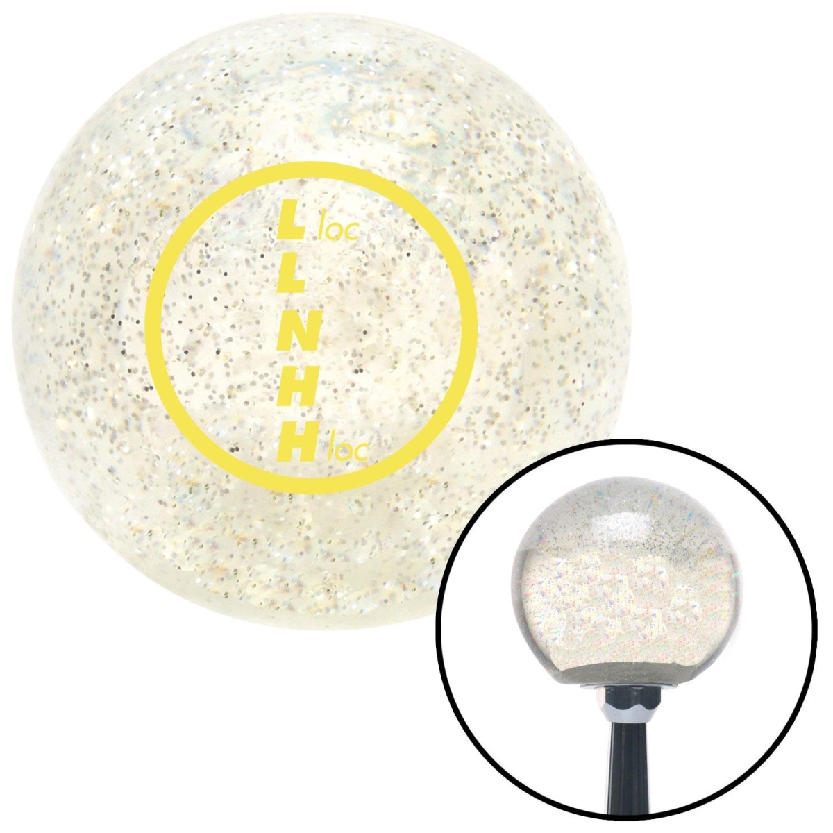 American Shifter 90045 Clear Metal Flake Shift Knob with M16 x 1.5 Insert (Yellow Transfer Case 1)