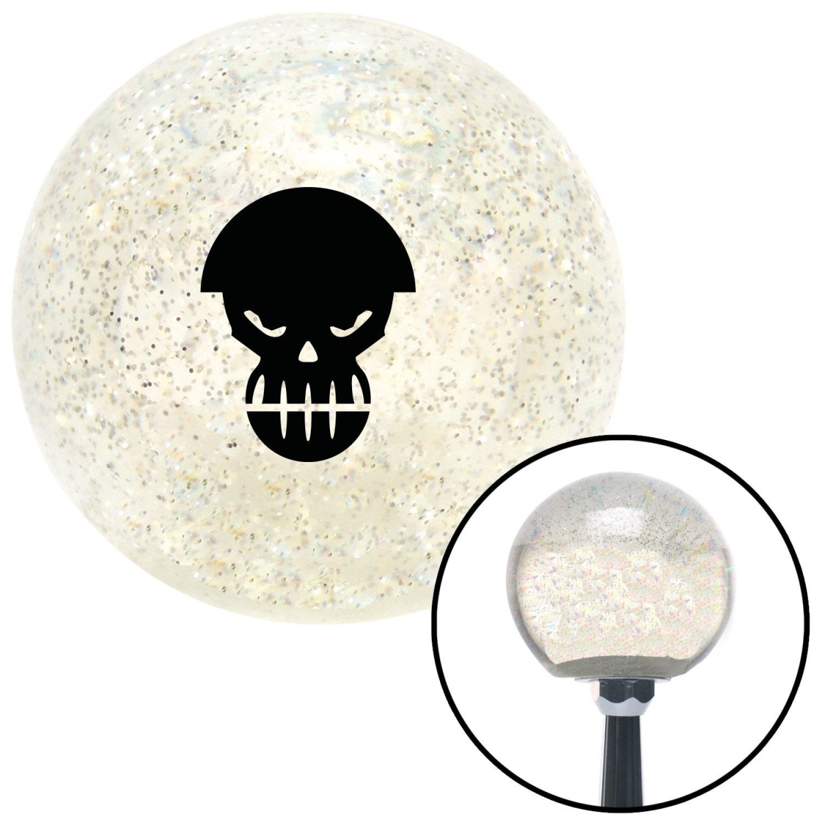 American Shifter 90177 Clear Metal Flake Shift Knob with M16 x 1.5 Insert (Black Scary Skull)