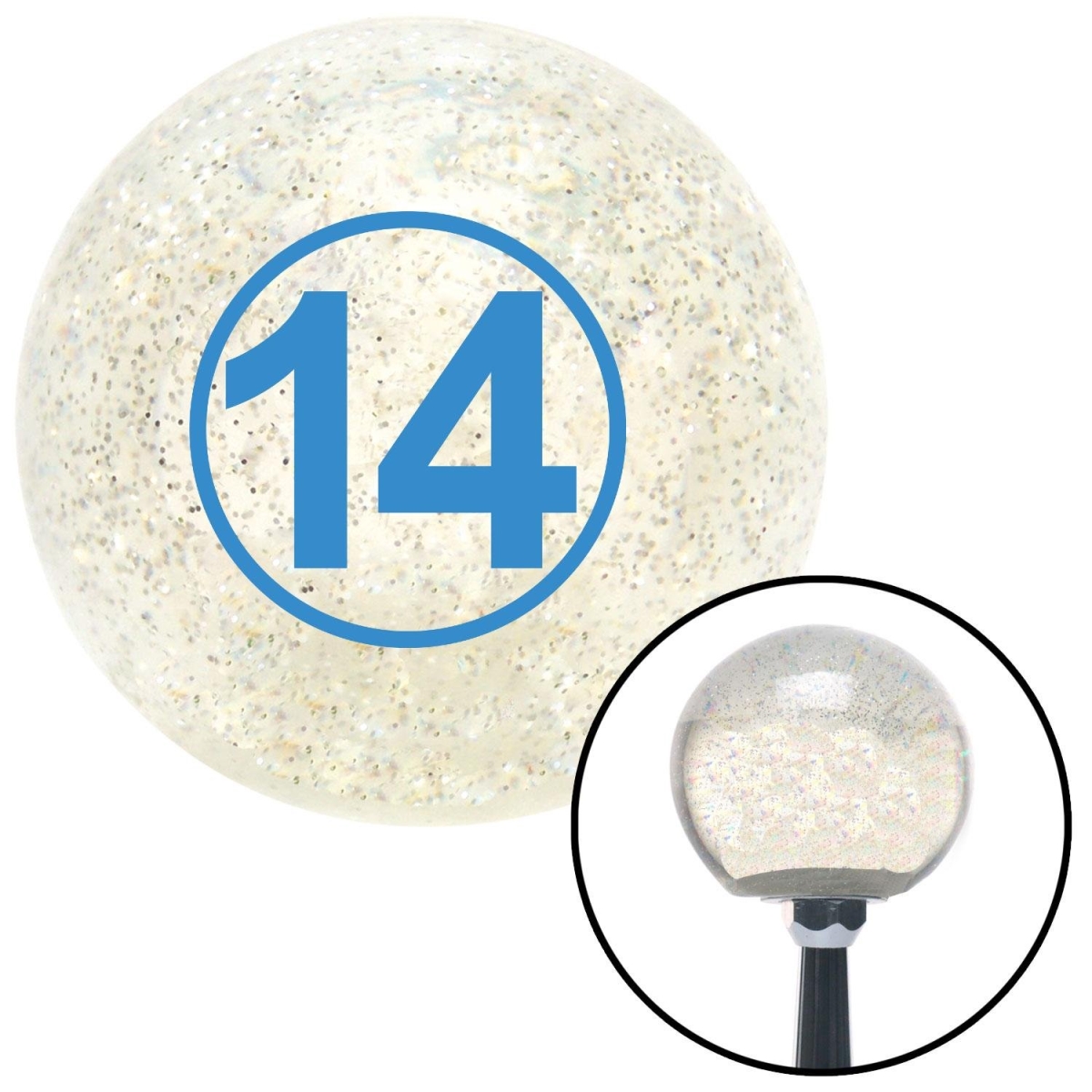 American Shifter 84772 Blue Ball No.14 Clear Metal Flake Shift Knob with M16 x 1.5 Insert Shifter Auto Brody -  American Shifter Company