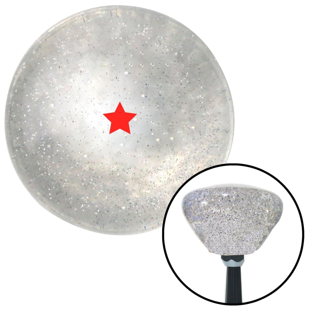 American Shifter 168444 Red Dragon Ball Z - 1 Star Clear Retro Metal Flake Shift Knob with M16 x 1.5 Insert -  American Shifter Company