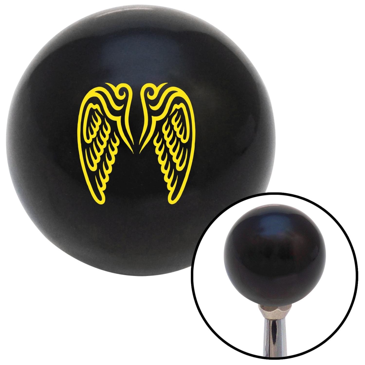 American Shifter 104573 Yellow Angel Wings Black Shift Knob with M16 x 1.5 Insert Shifter Auto Manual Brody -  American Shifter Company