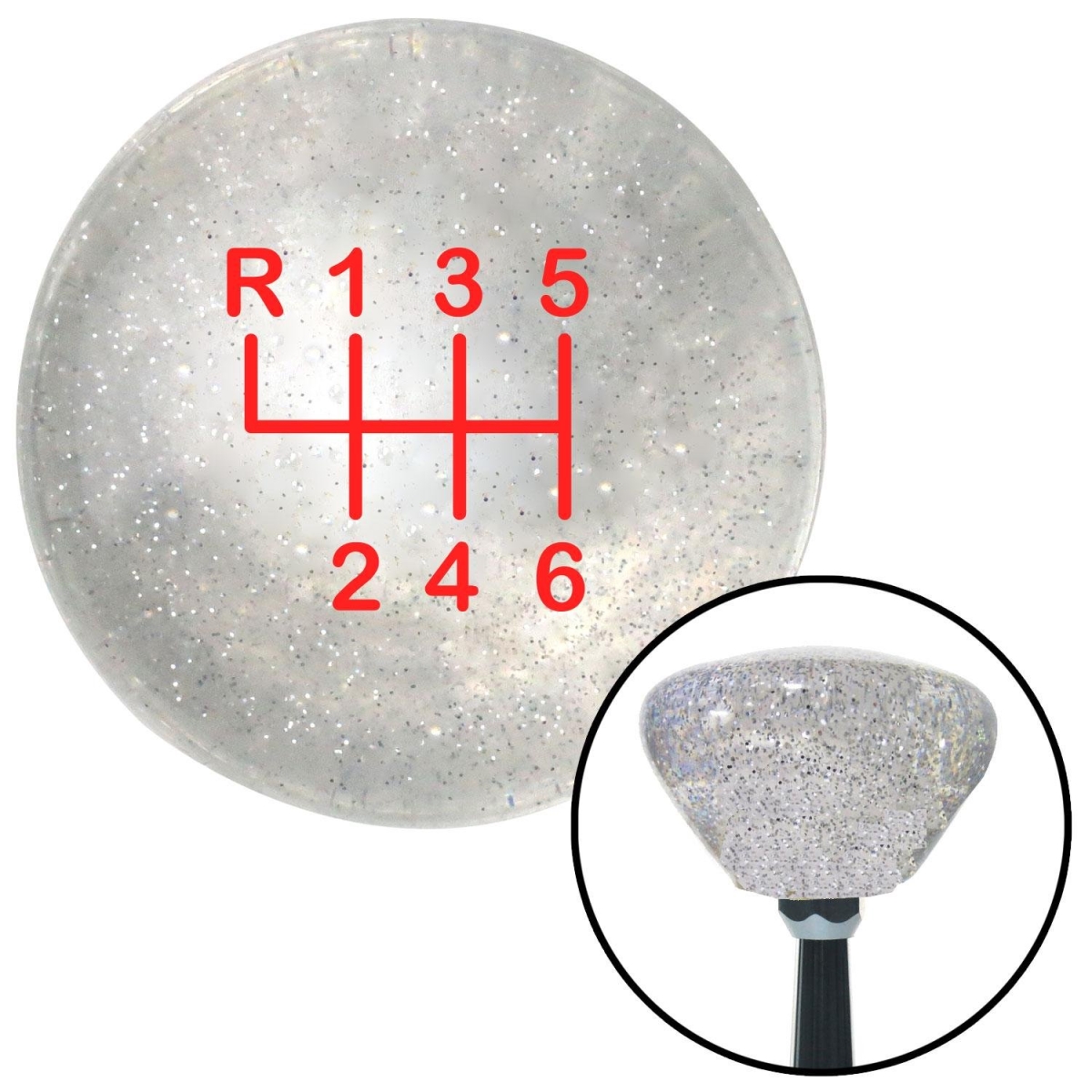 American Shifter 167505 Red Shift Pattern 25n Clear Retro Metal Flake Shift Knob with M16 x 1.5 Insert Auto -  American Shifter Company