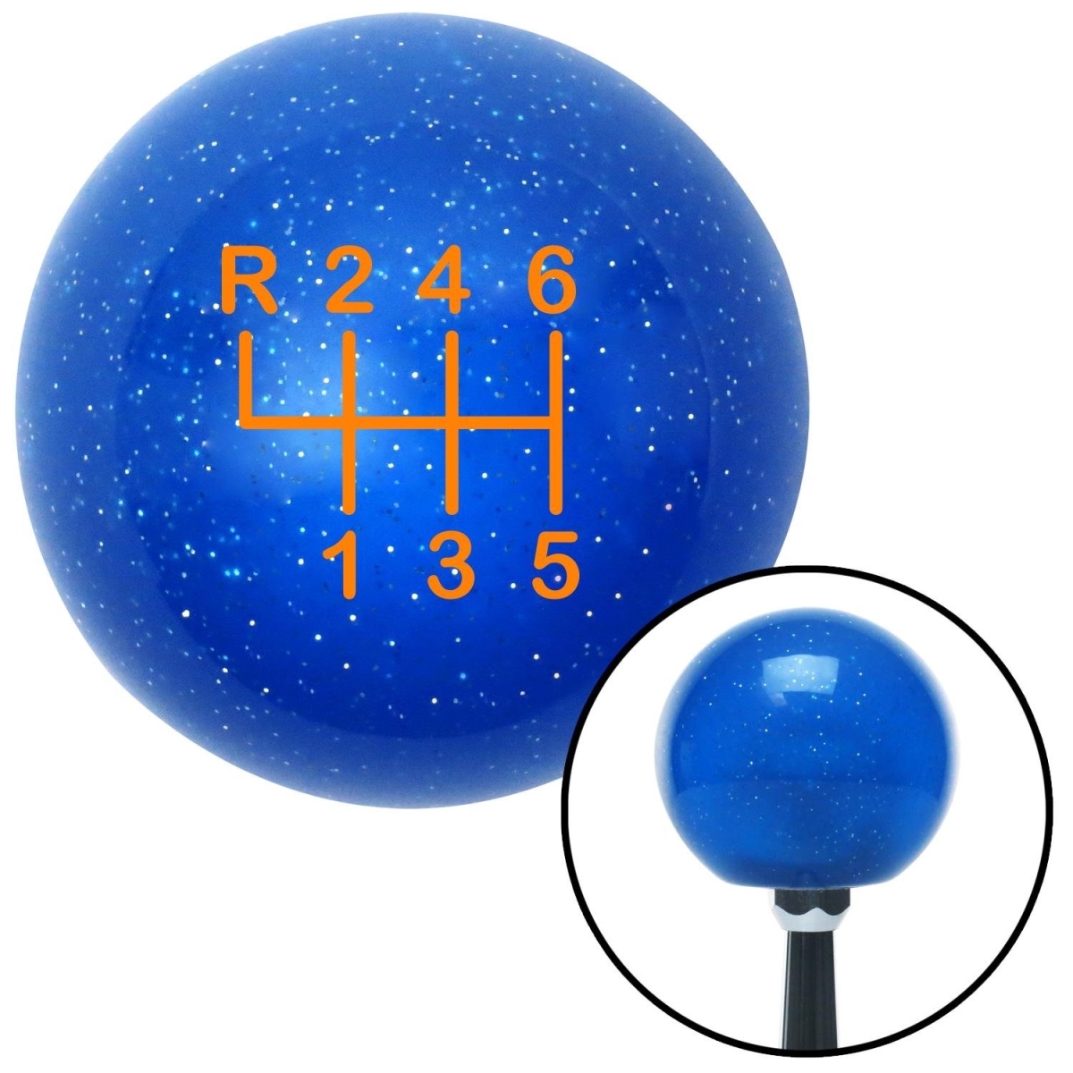 American Shifter 78826 Blue Metal Flake Shift Knob with M16 x 1.5 Insert (Orange Shift Pattern 19n)