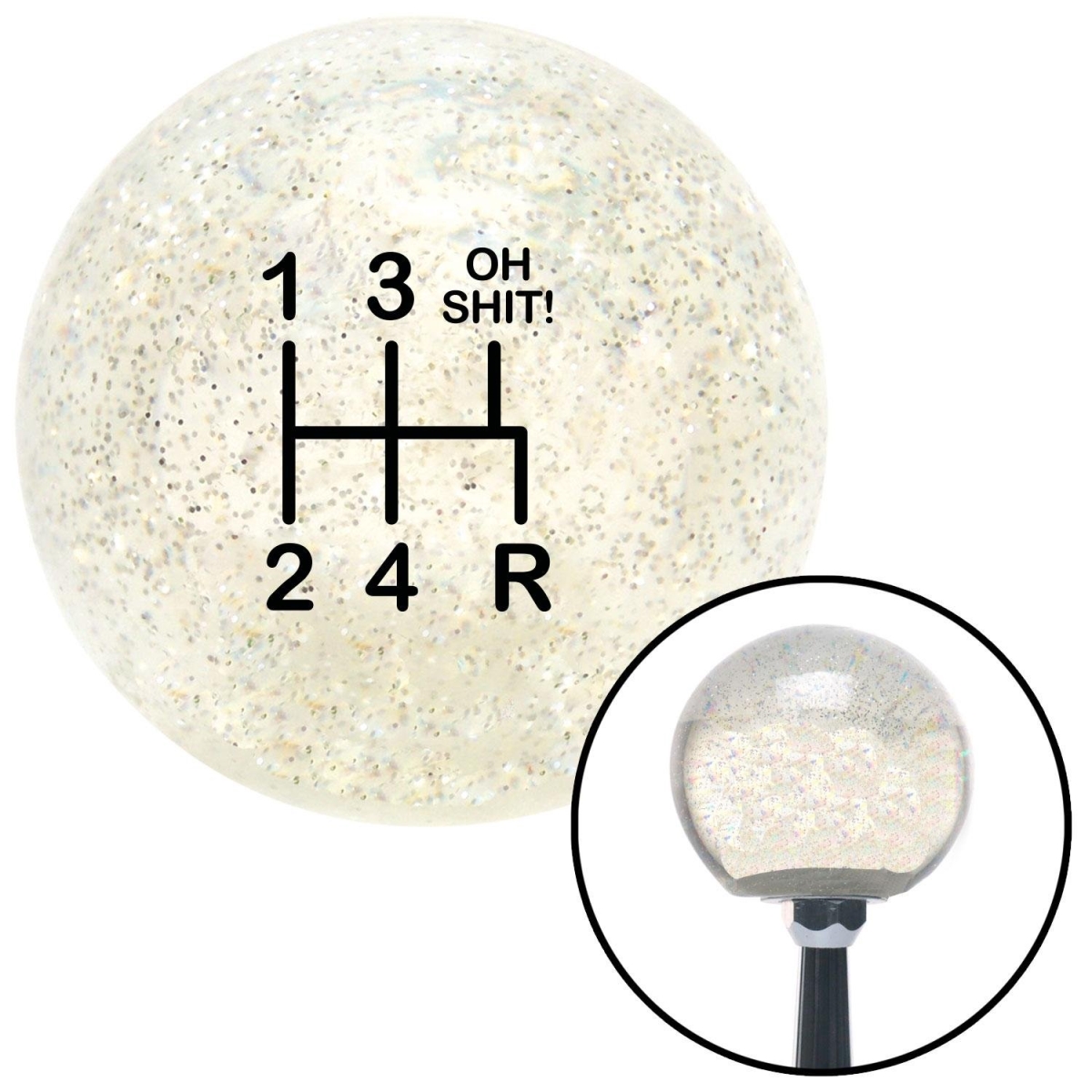 American Shifter 92969 Clear Metal Flake Shift Knob with M16 x 1.5 Insert (Black Shift Pattern OS15n)