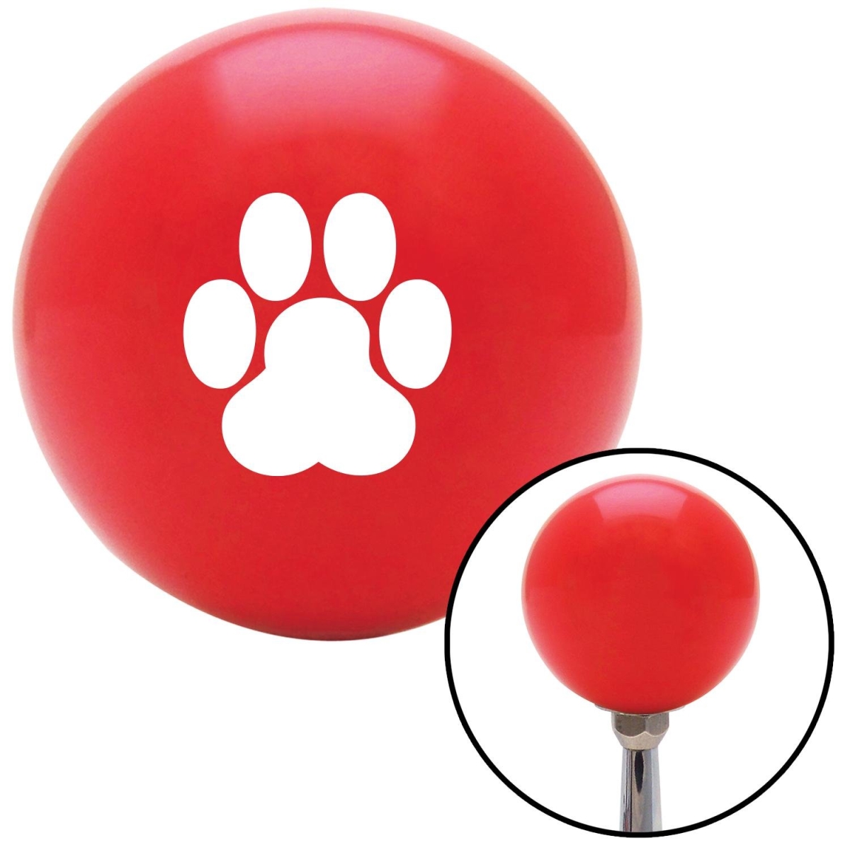 American Shifter 93886 Red Shift Knob with M16 x 1.5 Insert (White Pawprint)