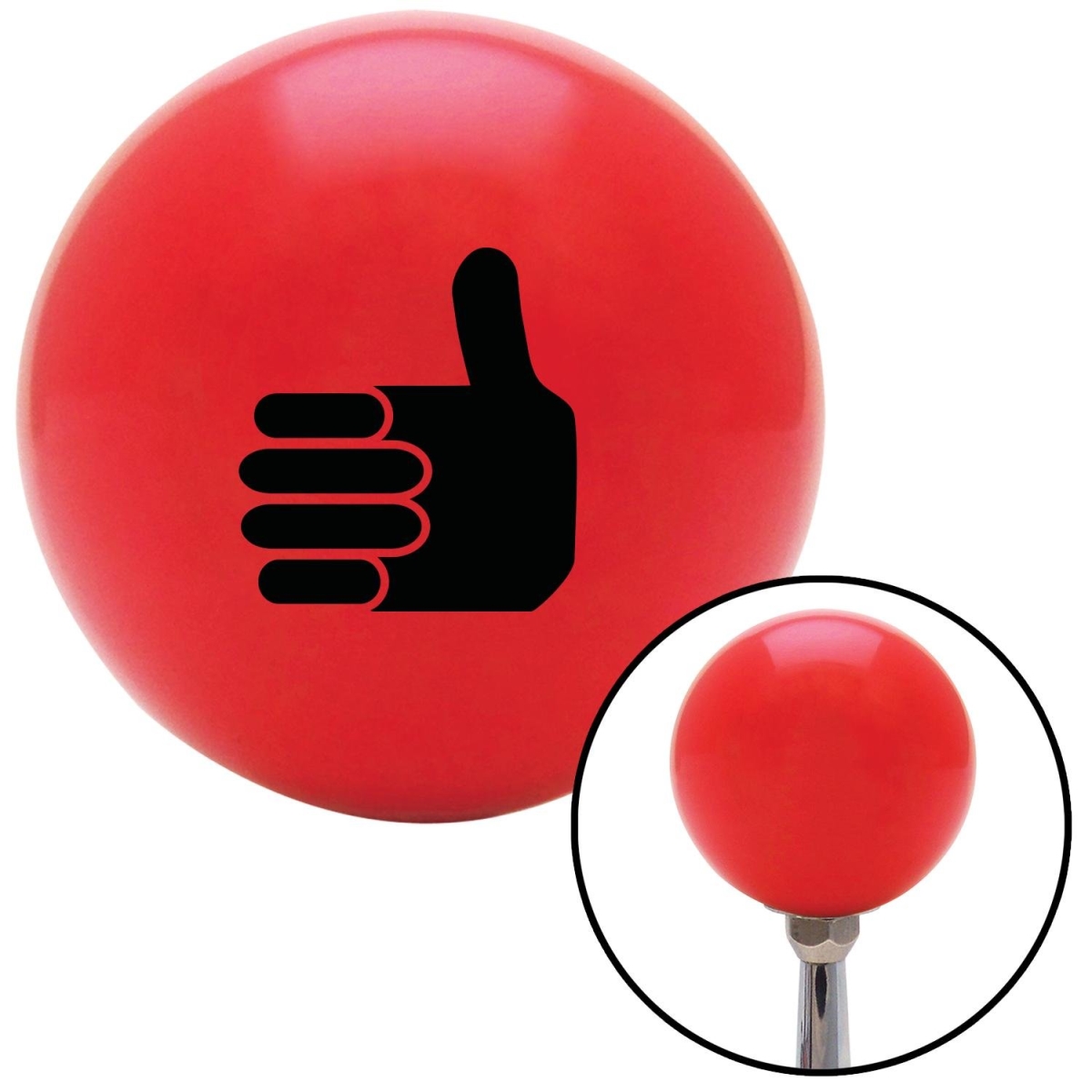 American Shifter 95473 Red Shift Knob with M16 x 1.5 Insert (Black Thumbs Up)