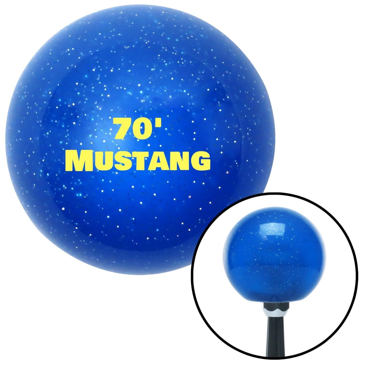 American Shifter 139707 Yellow 70 Mustang Blue Metal Flake Shift Knob with M16 x 1.5 Insert Shifter Auto -  American Shifter Company